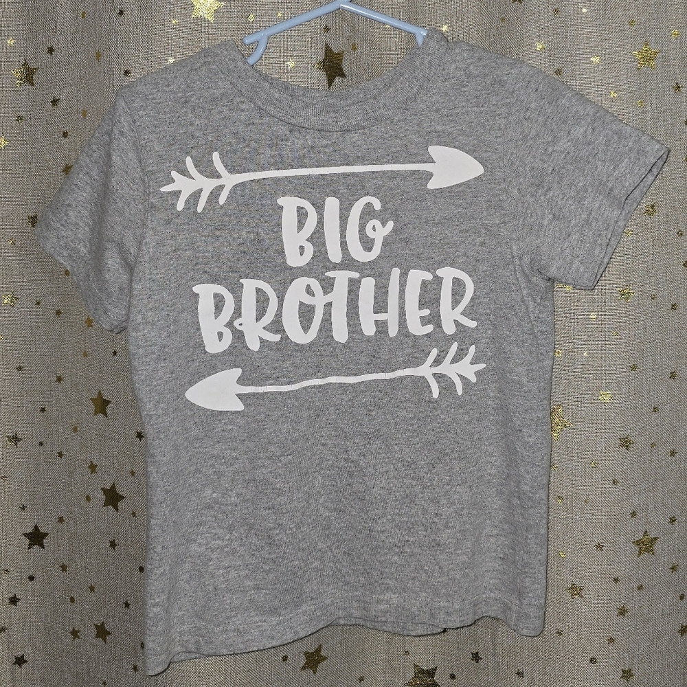 Kids Gray 'Big Brother' Pregnancy Announcement - 3T Short Sleeve T-Shirt